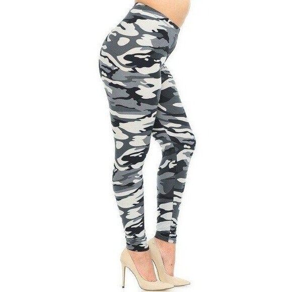 X-Plus Size‎ 3X-5X Womens Buttery Soft Charcoal Camouflage - Picture 7 of 7